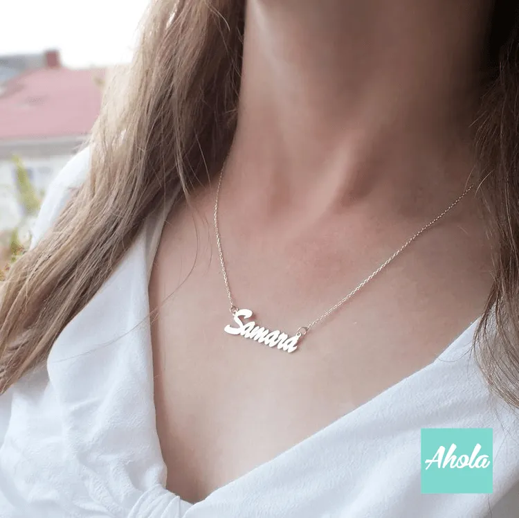 SP003 Platinum Plated Sterling Silver name necklace