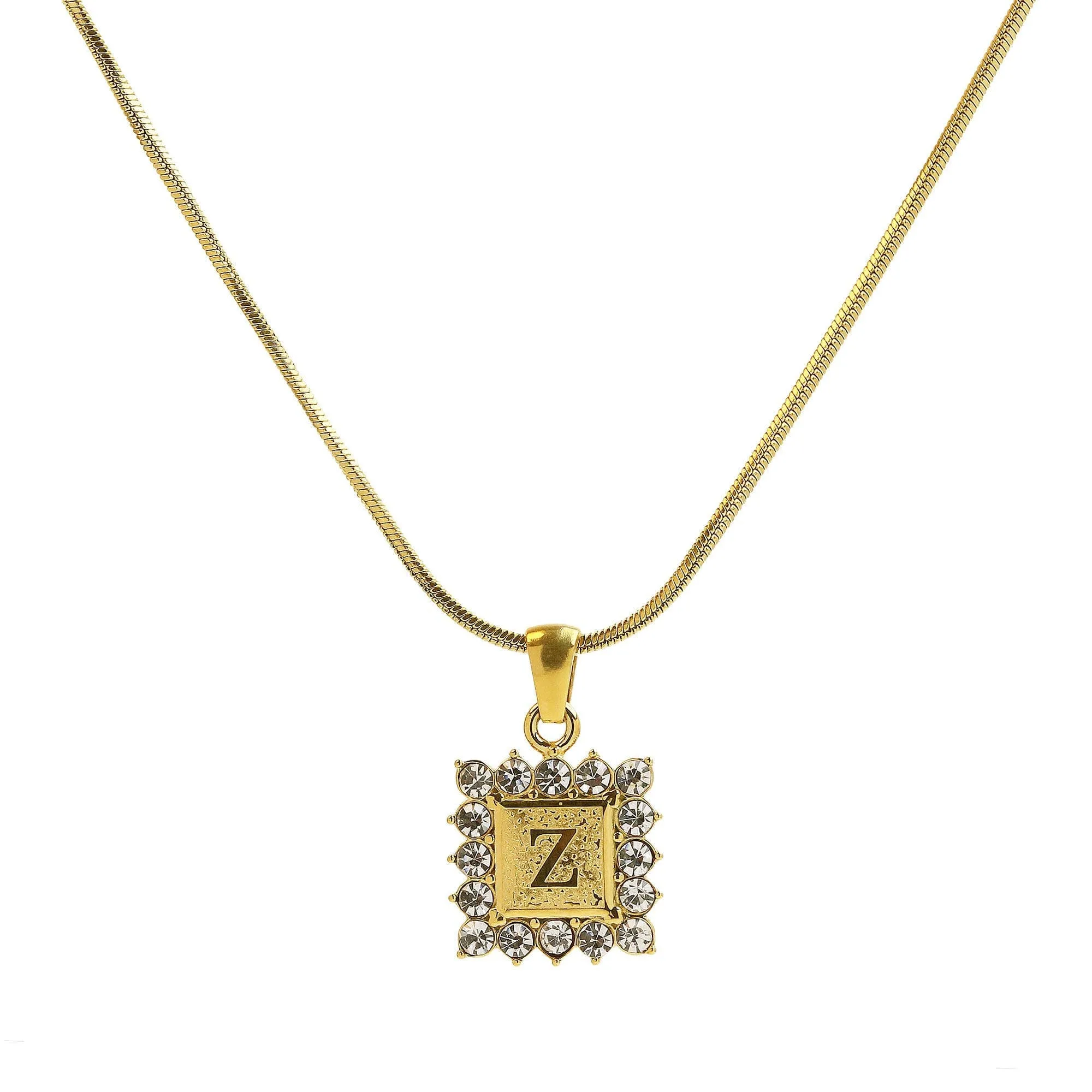 Square Gold Filled Initial Necklace