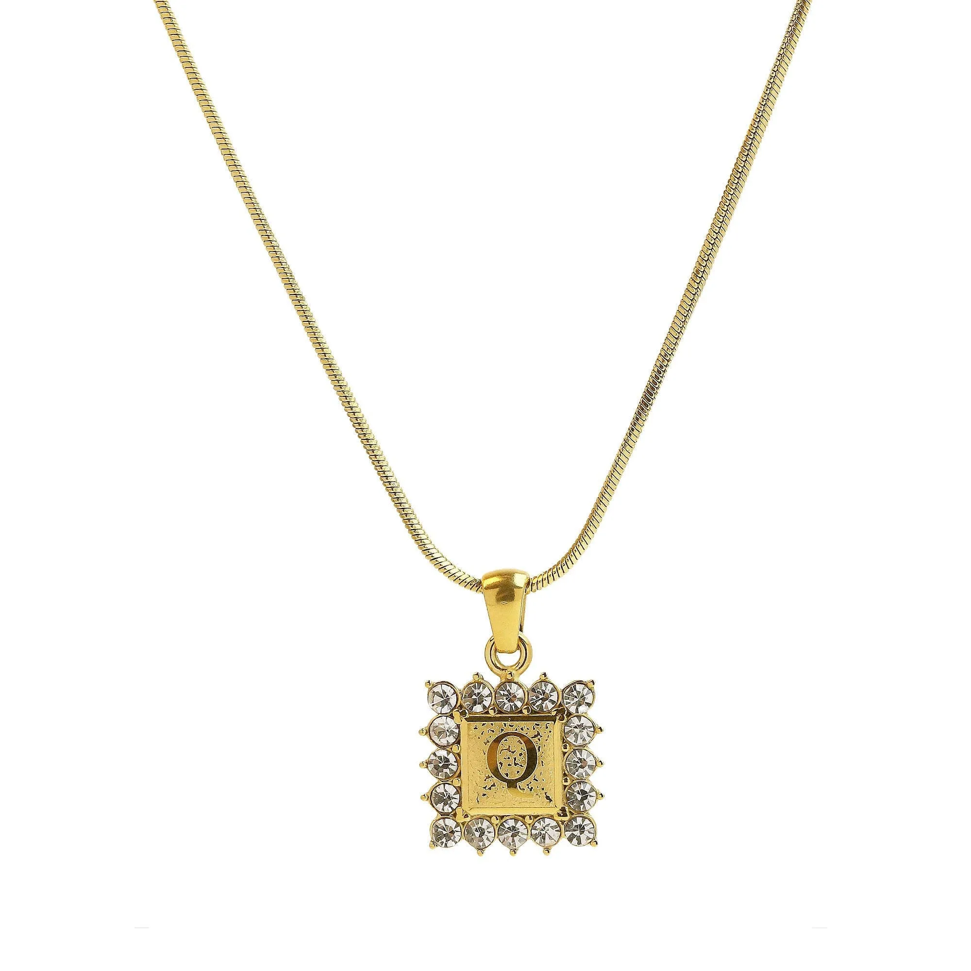 Square Gold Filled Initial Necklace