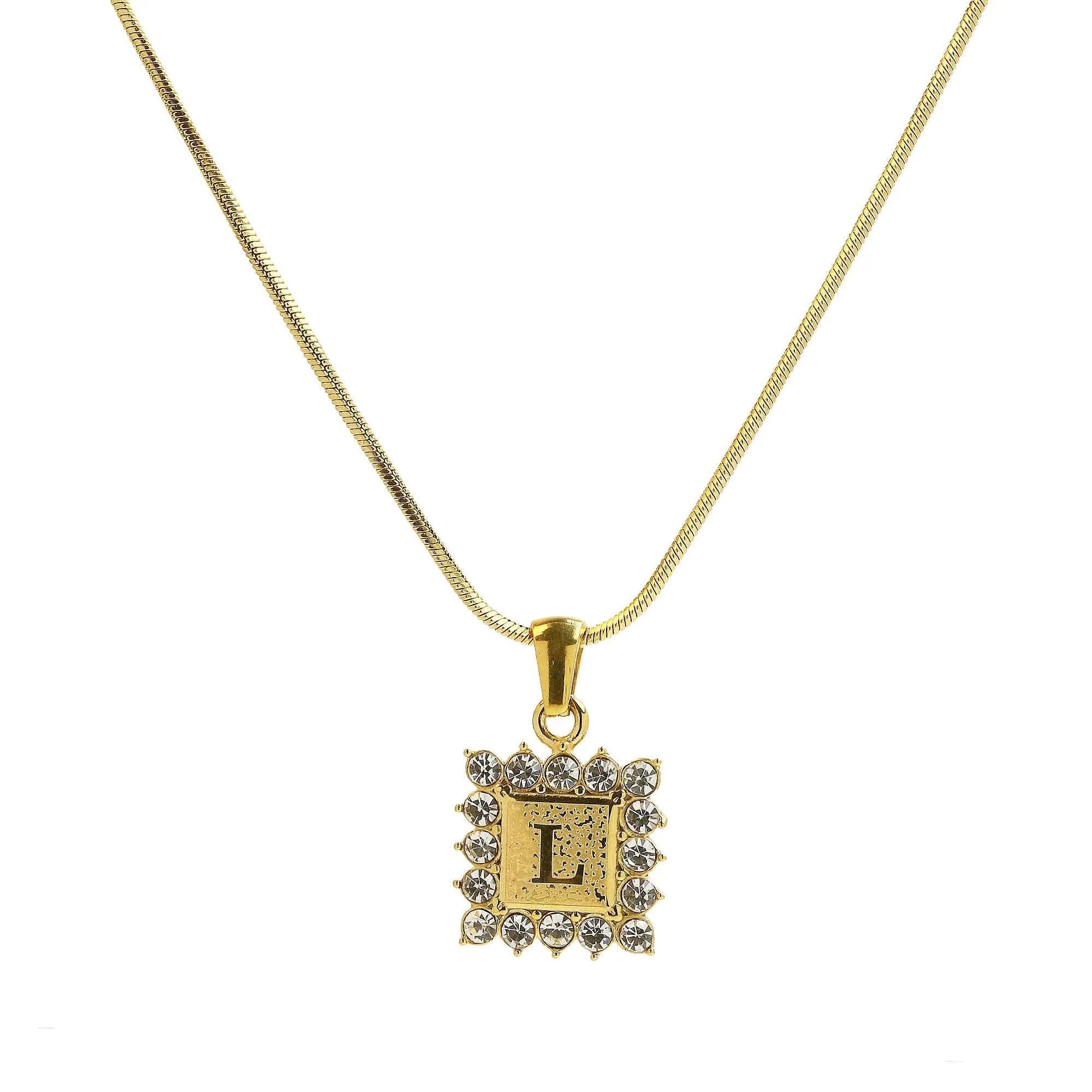 Square Gold Filled Initial Necklace