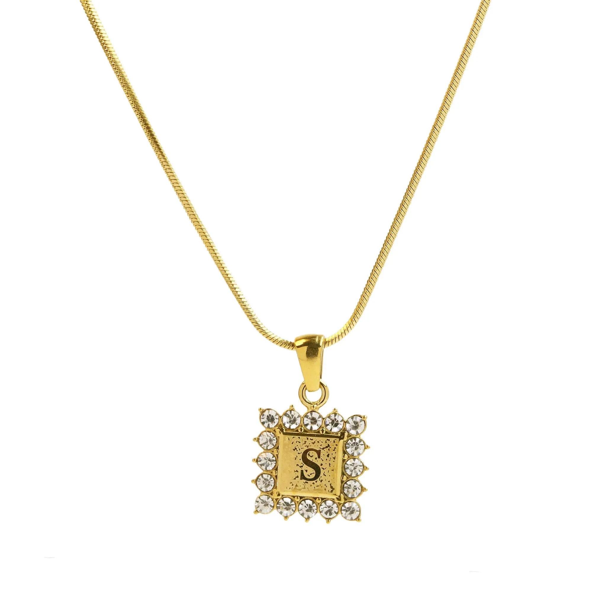 Square Gold Filled Initial Necklace