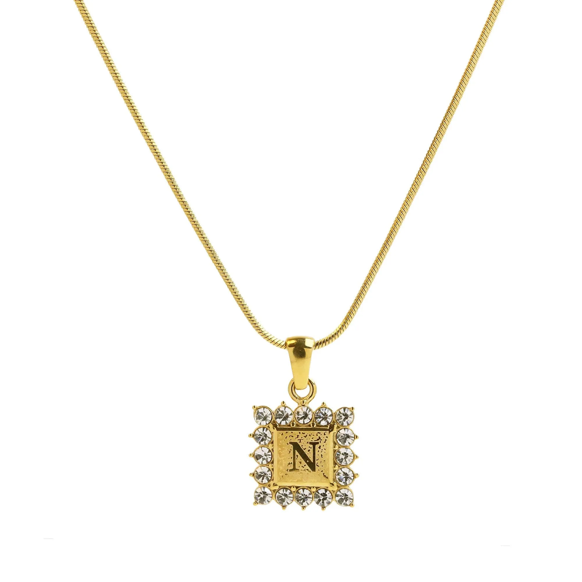 Square Gold Filled Initial Necklace