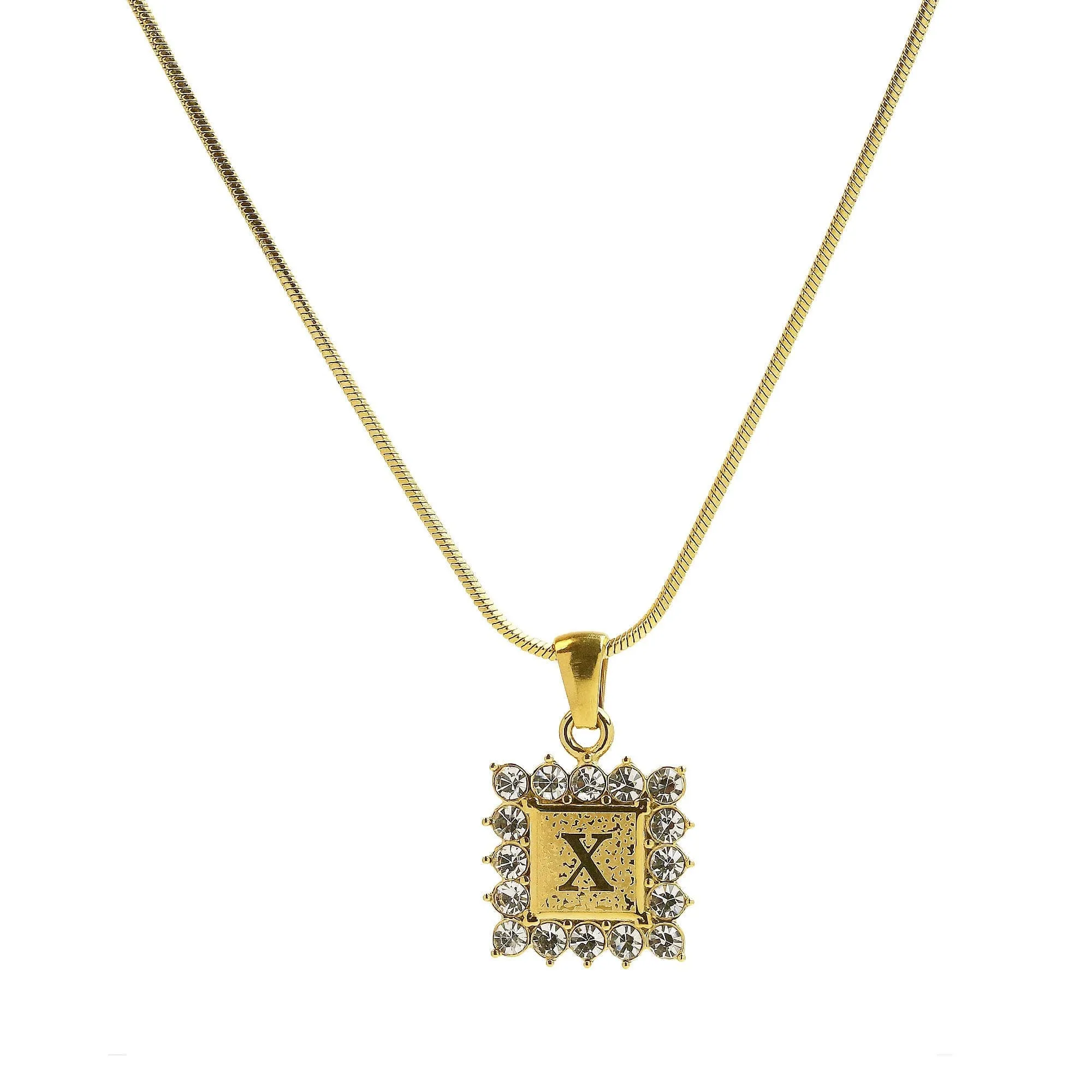 Square Gold Filled Initial Necklace