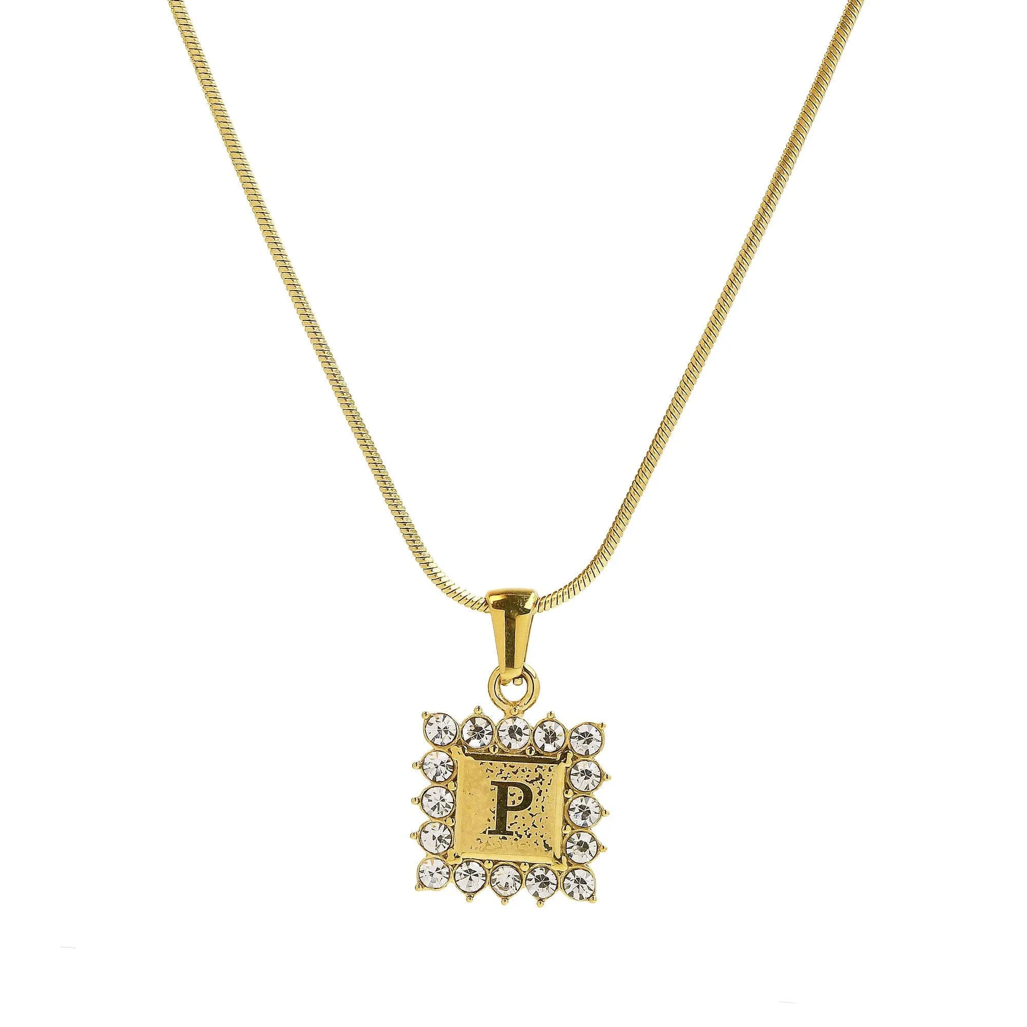 Square Gold Filled Initial Necklace