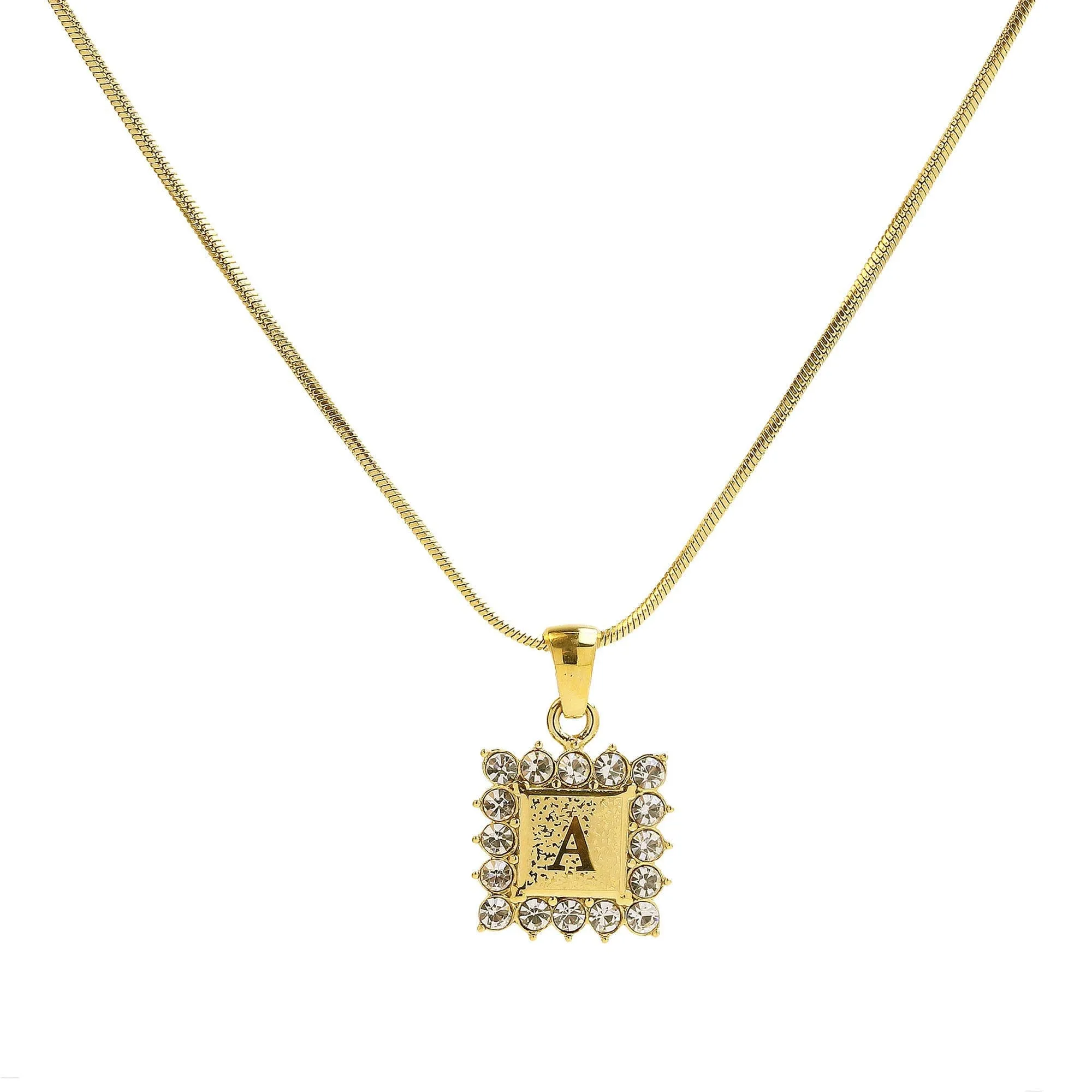 Square Gold Filled Initial Necklace