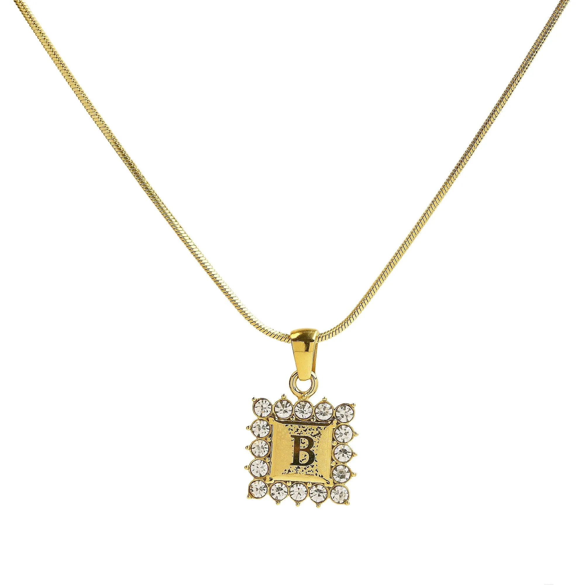 Square Gold Filled Initial Necklace