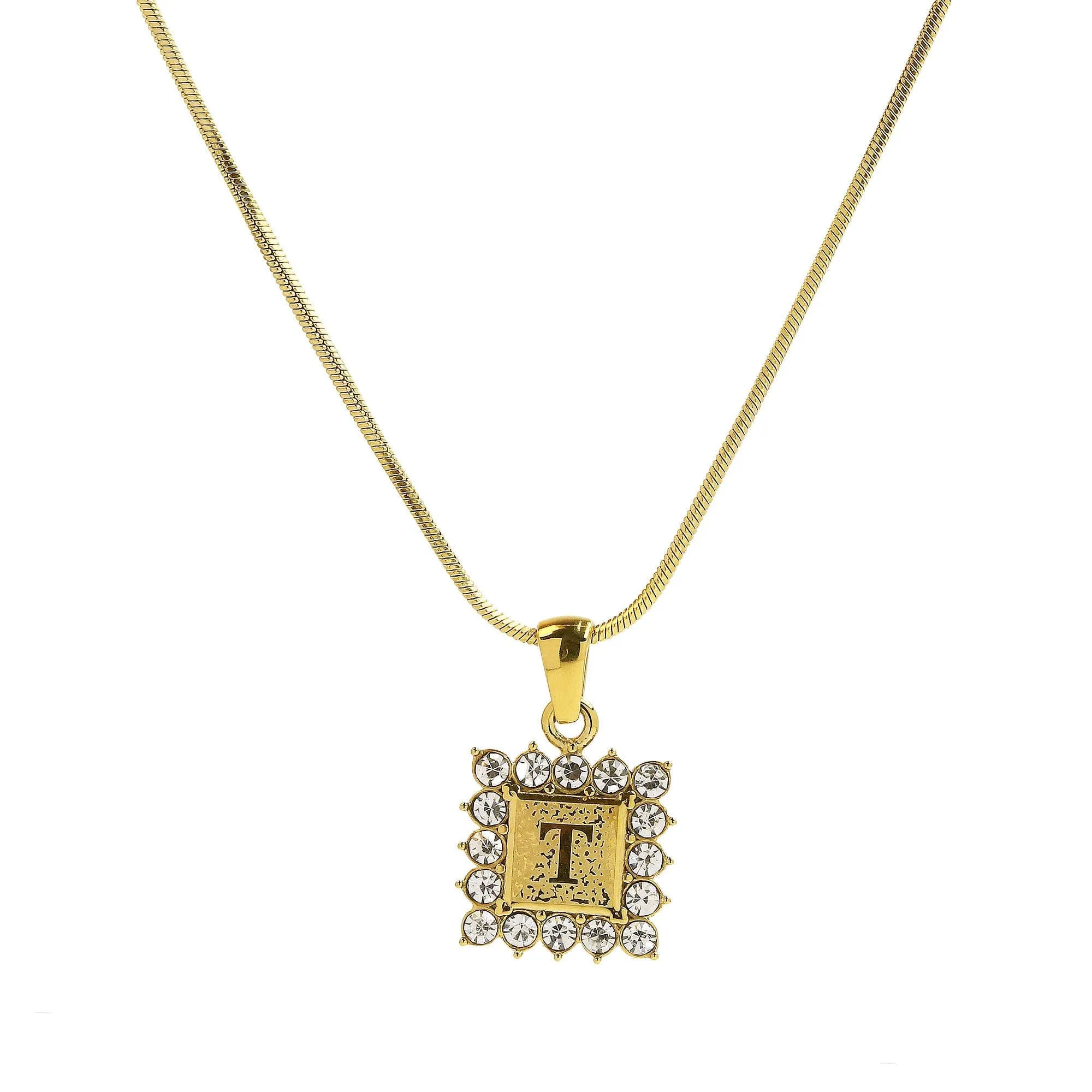 Square Gold Filled Initial Necklace