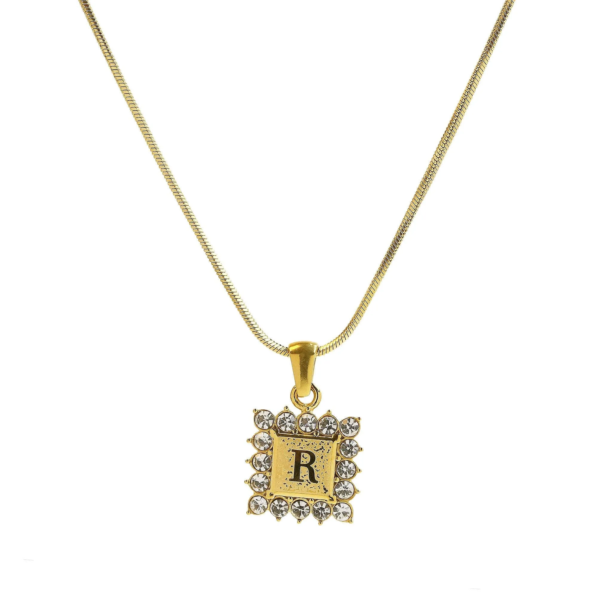 Square Gold Filled Initial Necklace