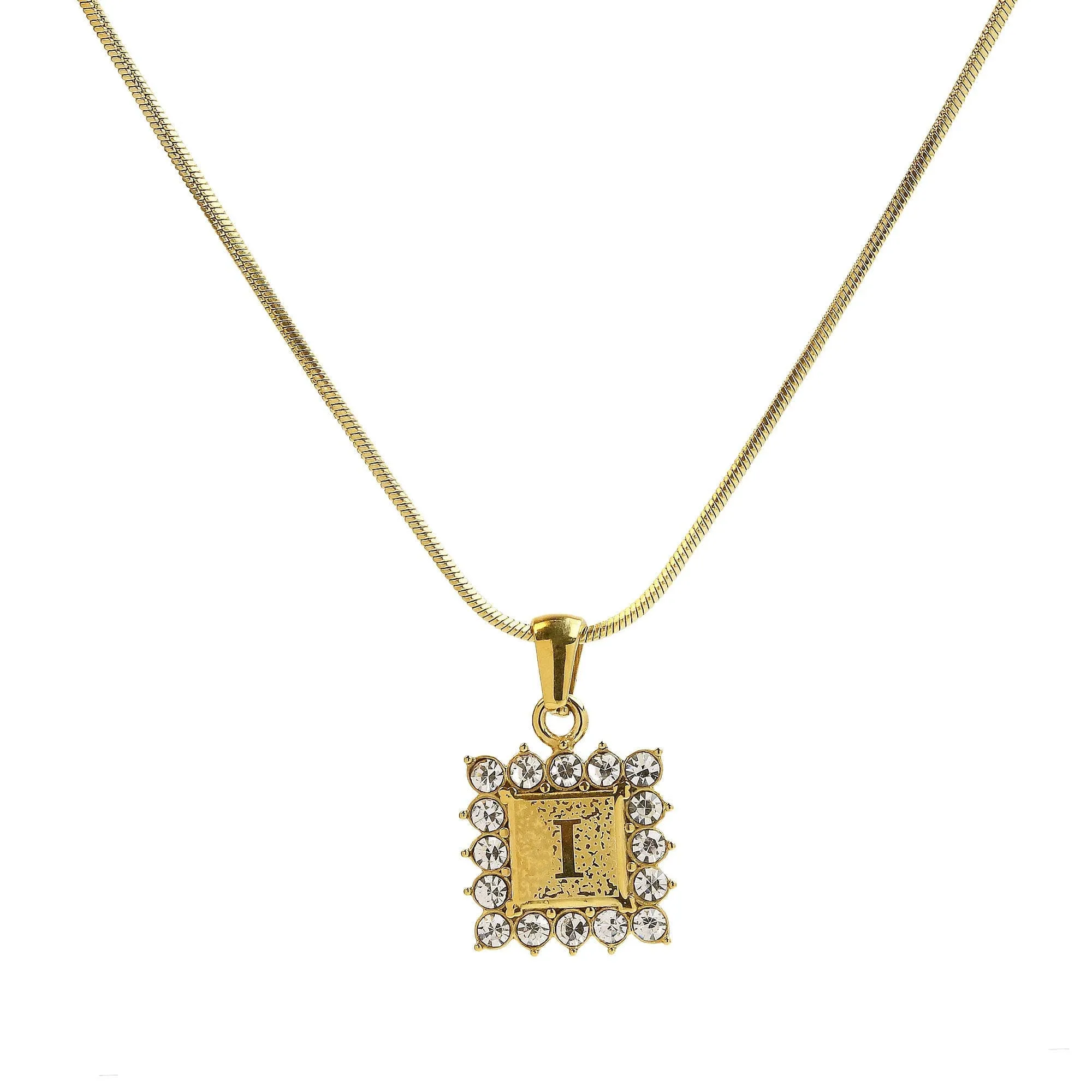 Square Gold Filled Initial Necklace