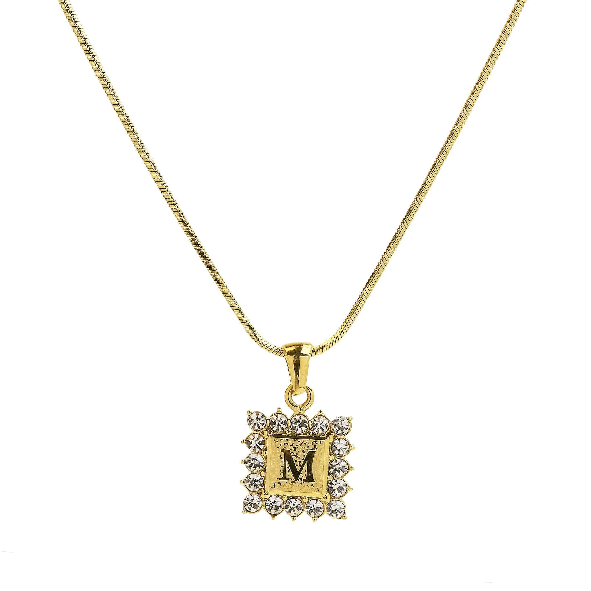 Square Gold Filled Initial Necklace