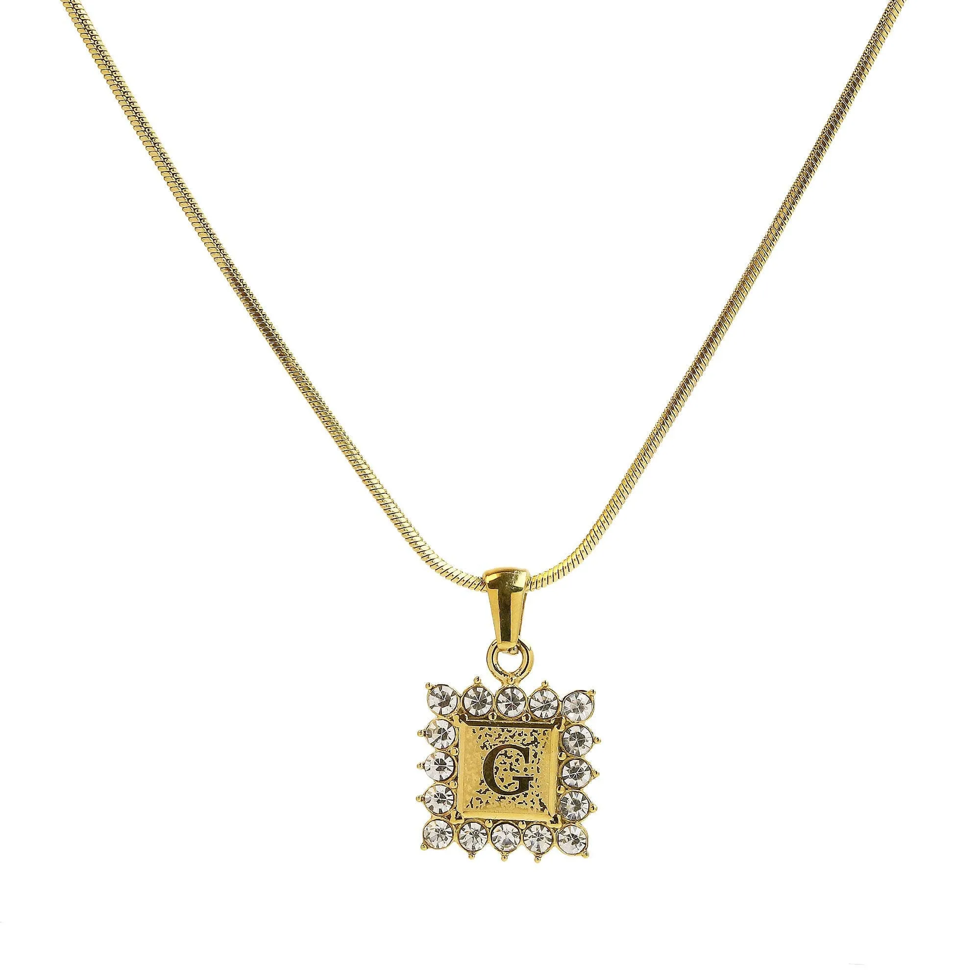 Square Gold Filled Initial Necklace