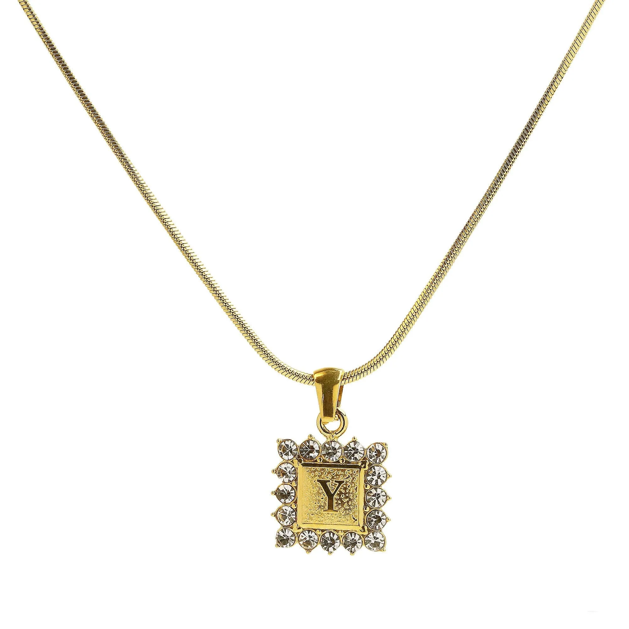 Square Gold Filled Initial Necklace