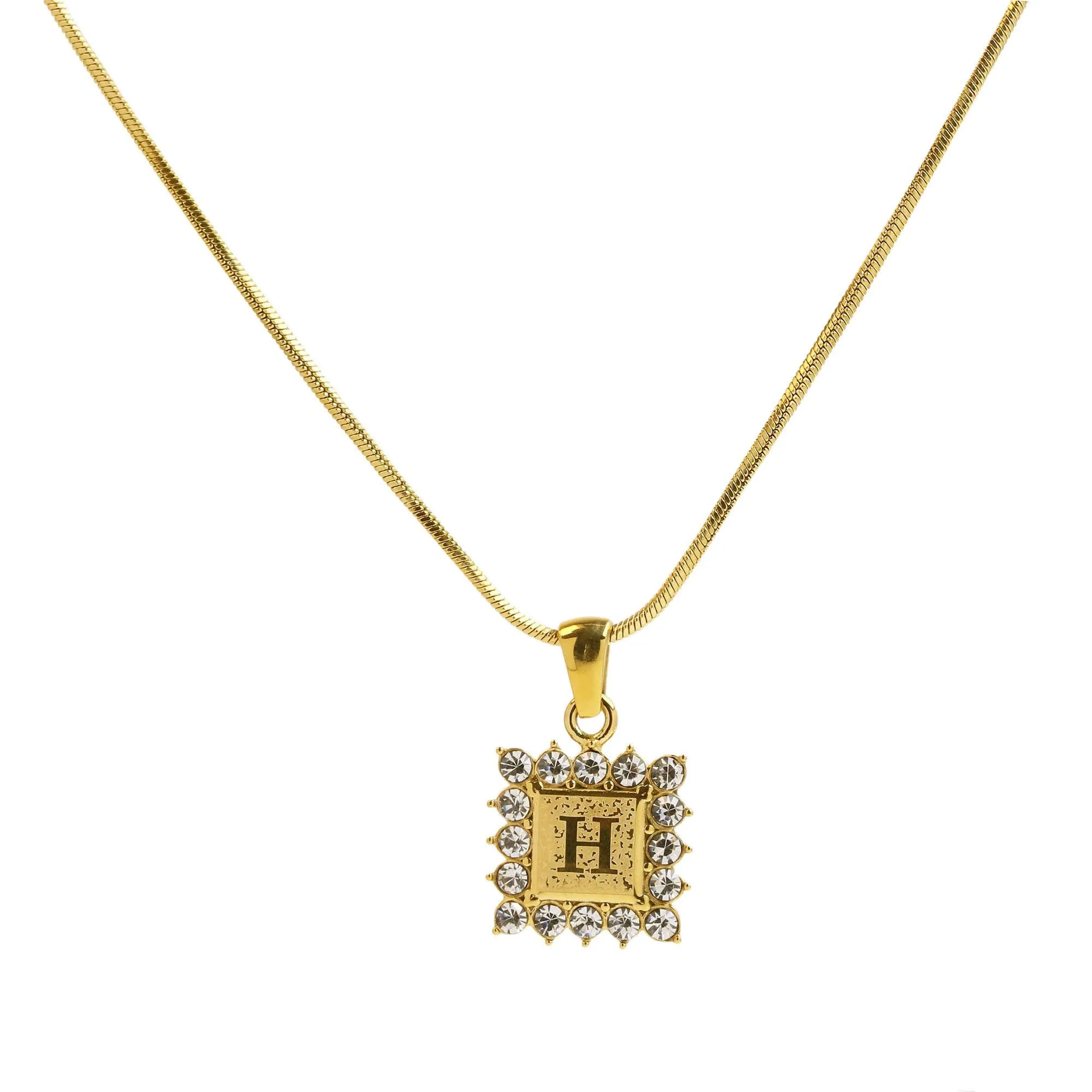 Square Gold Filled Initial Necklace