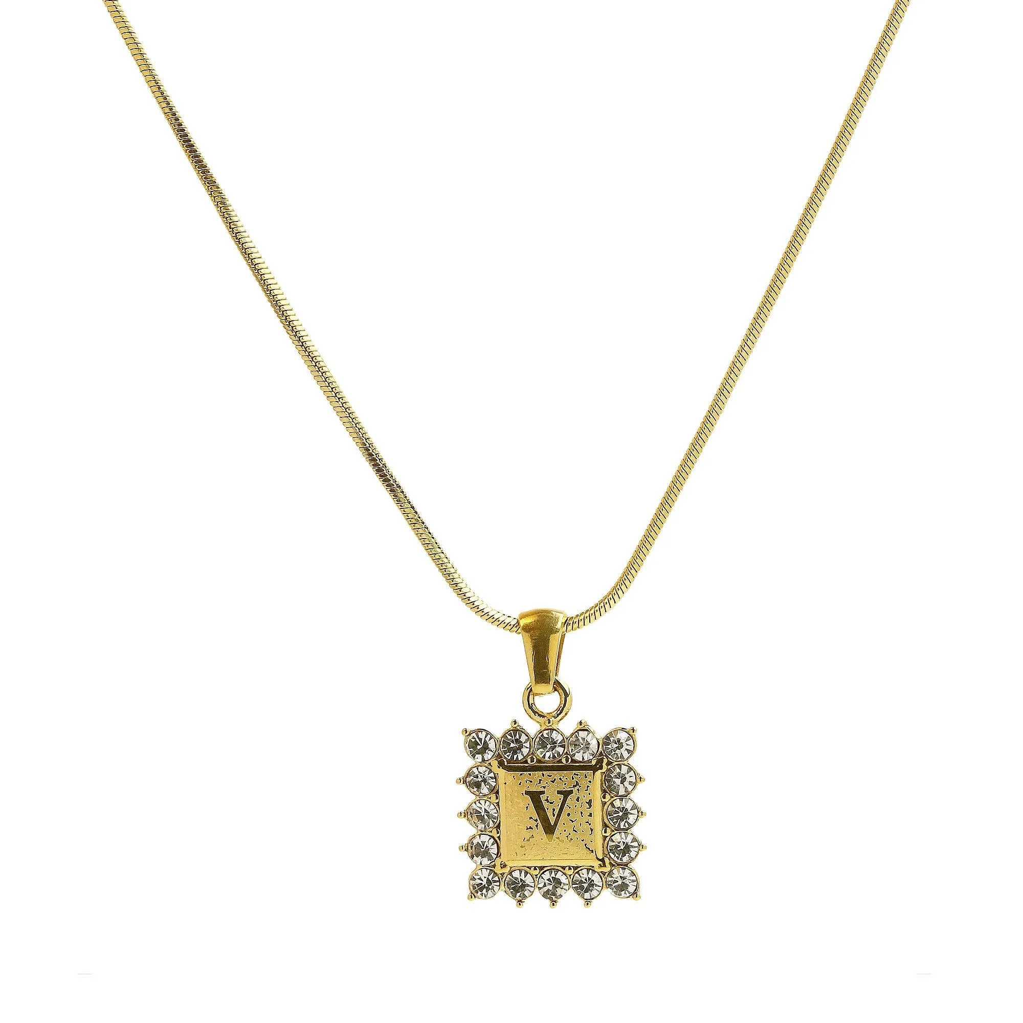 Square Gold Filled Initial Necklace