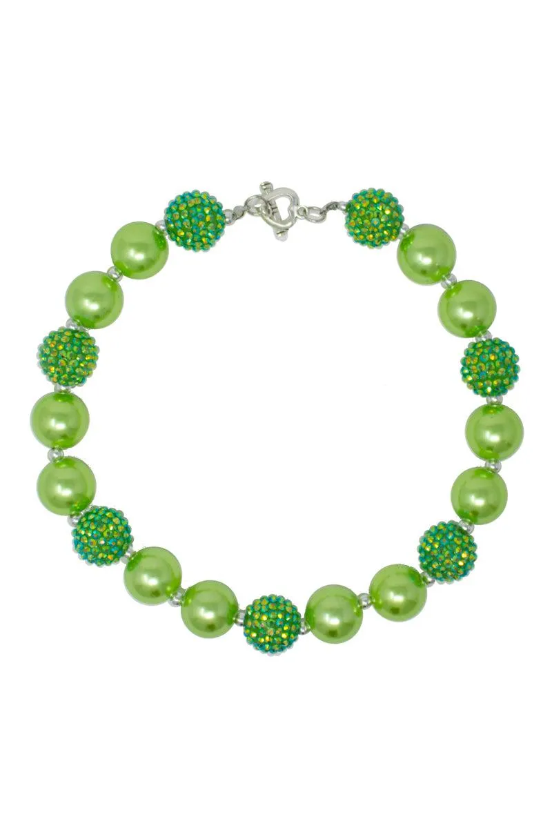 St. Patty's Rhinestone Bubblegum Necklace