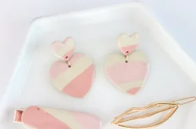 Striped Double Heart Statement Earrings