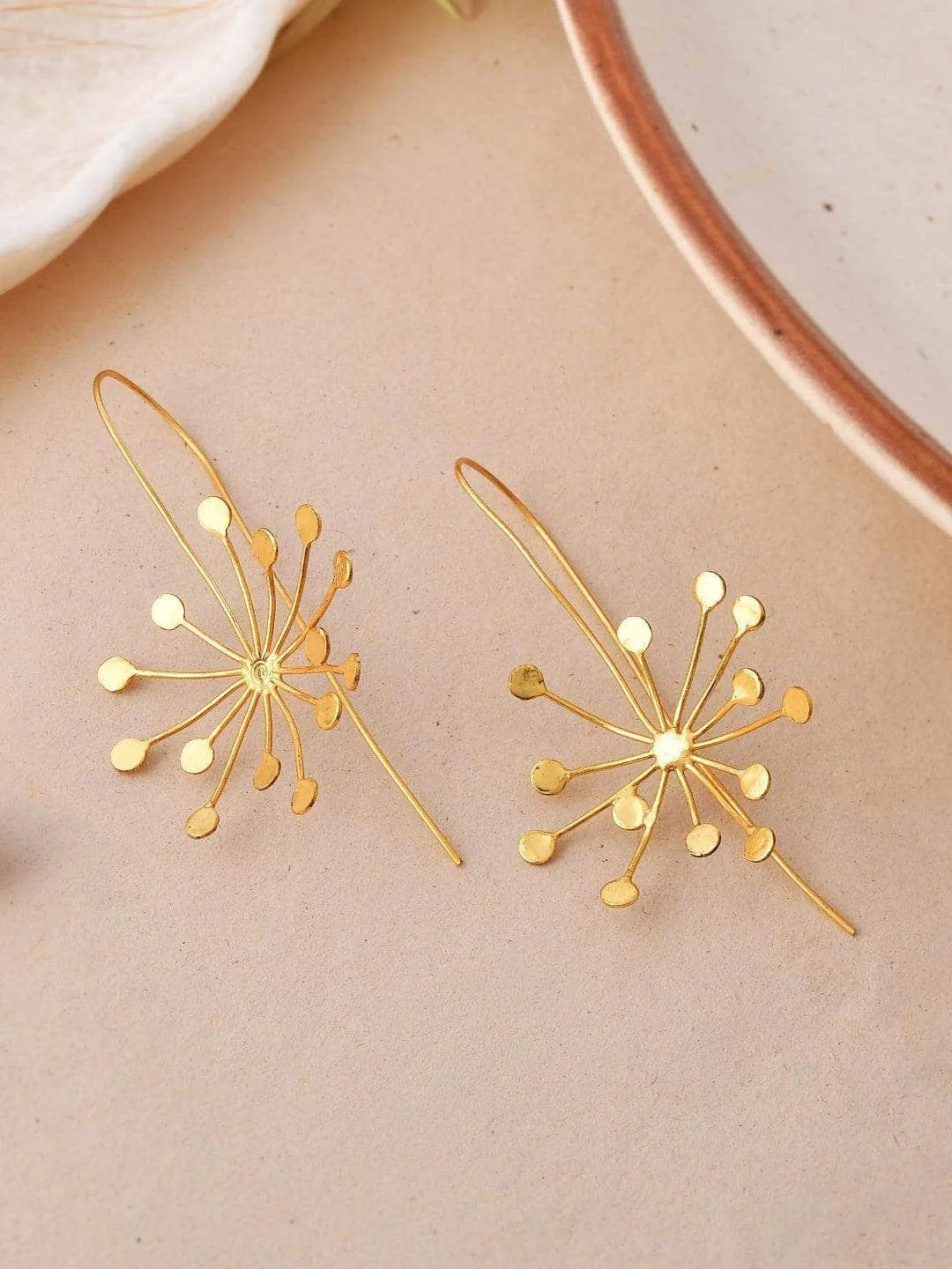 Sun Burst Long Hook Earring