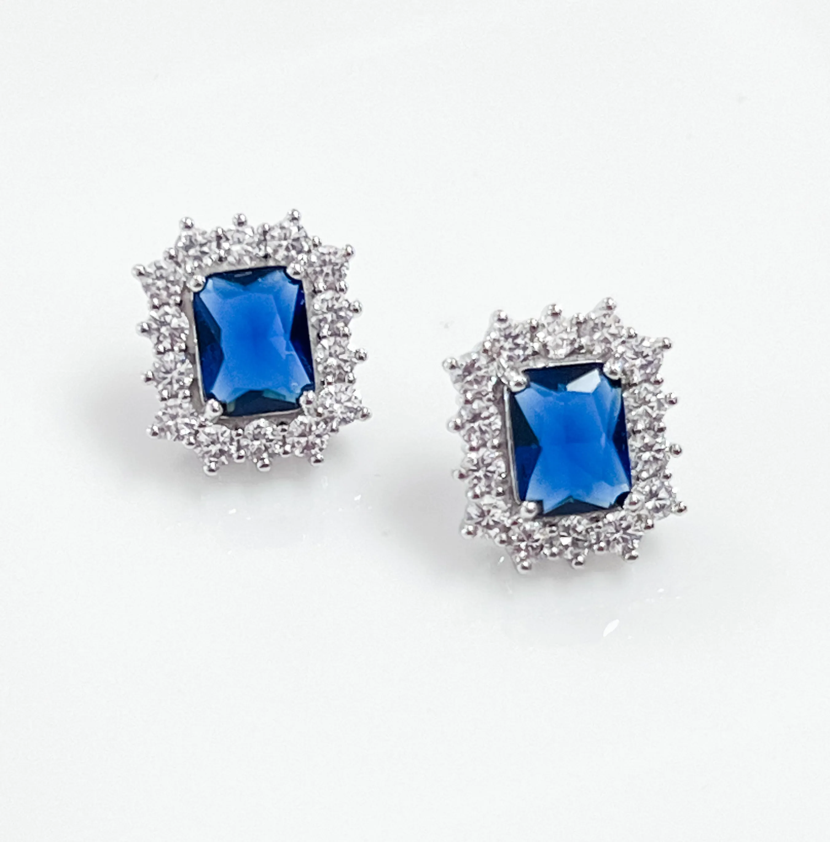 Suzette - Rhinestone Stud Earrings (Sapphire)