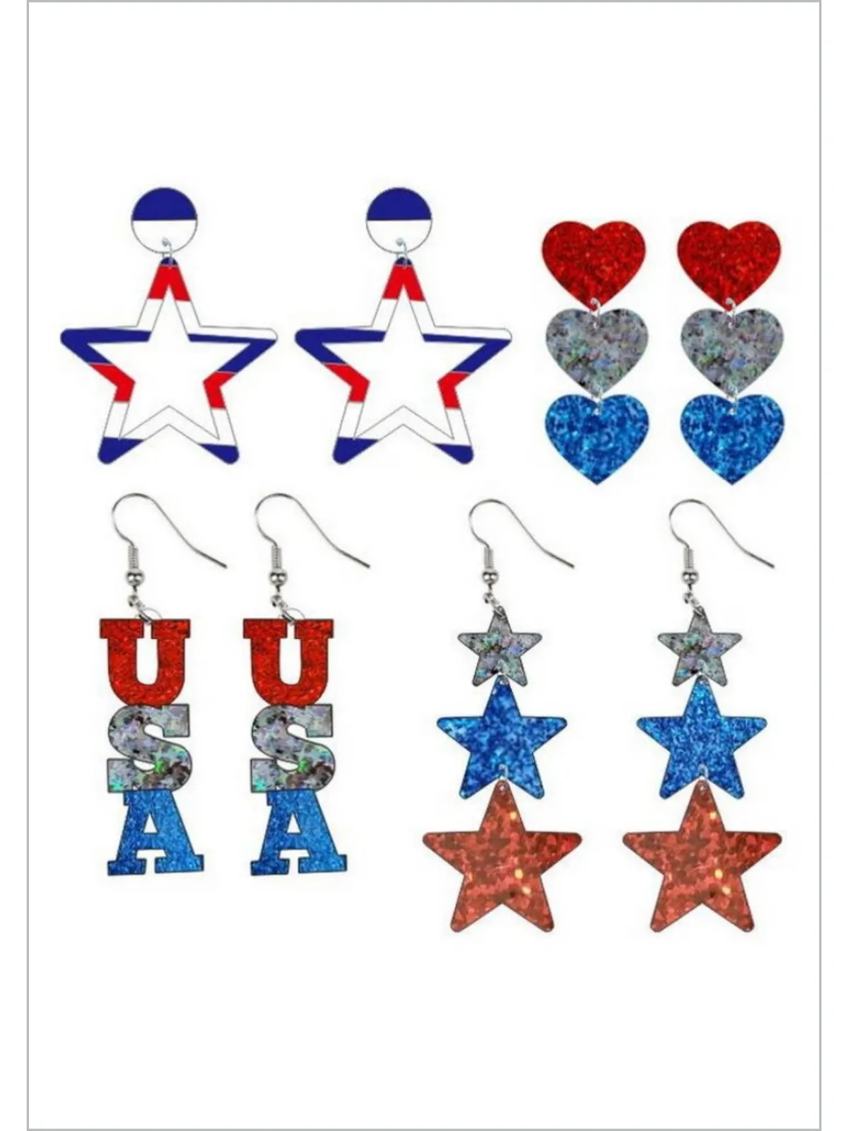 Team America Patriotic Acrylic Earrings