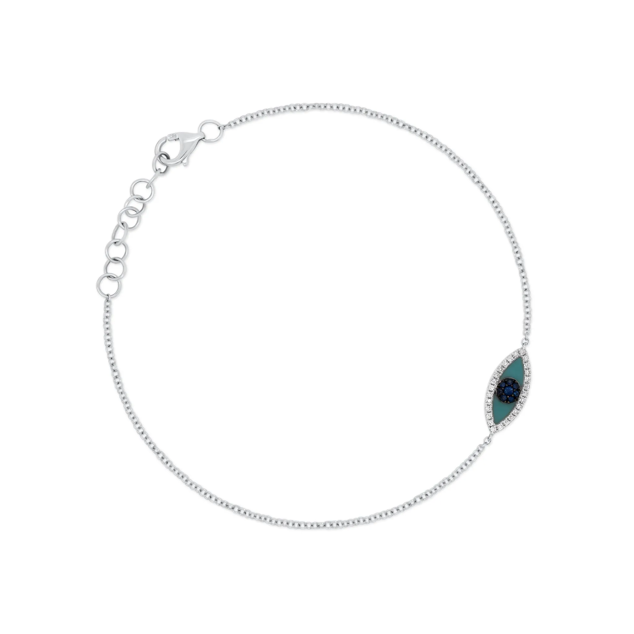 Turquoise, Sapphire & Diamond Evil Eye Bracelet