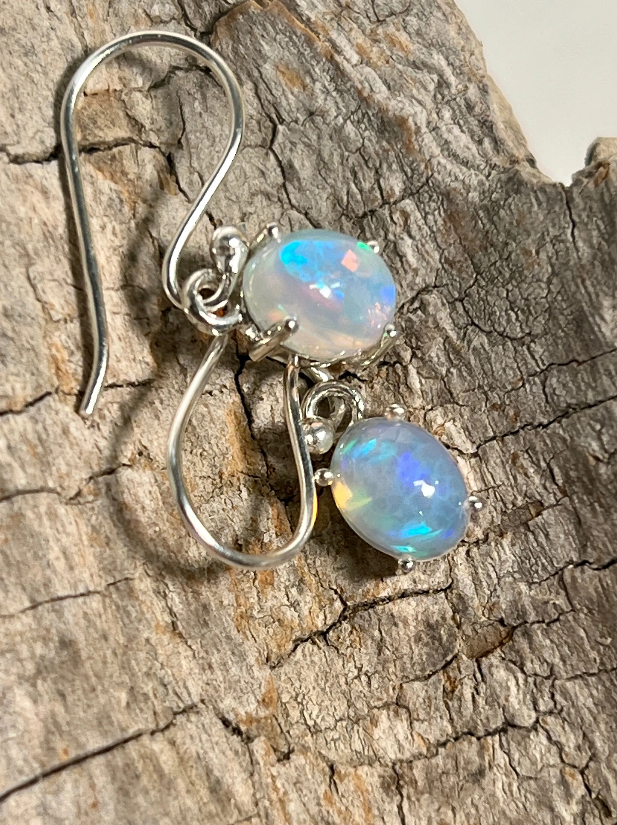 Vibrant Oval Ethiopian Opal Earrings