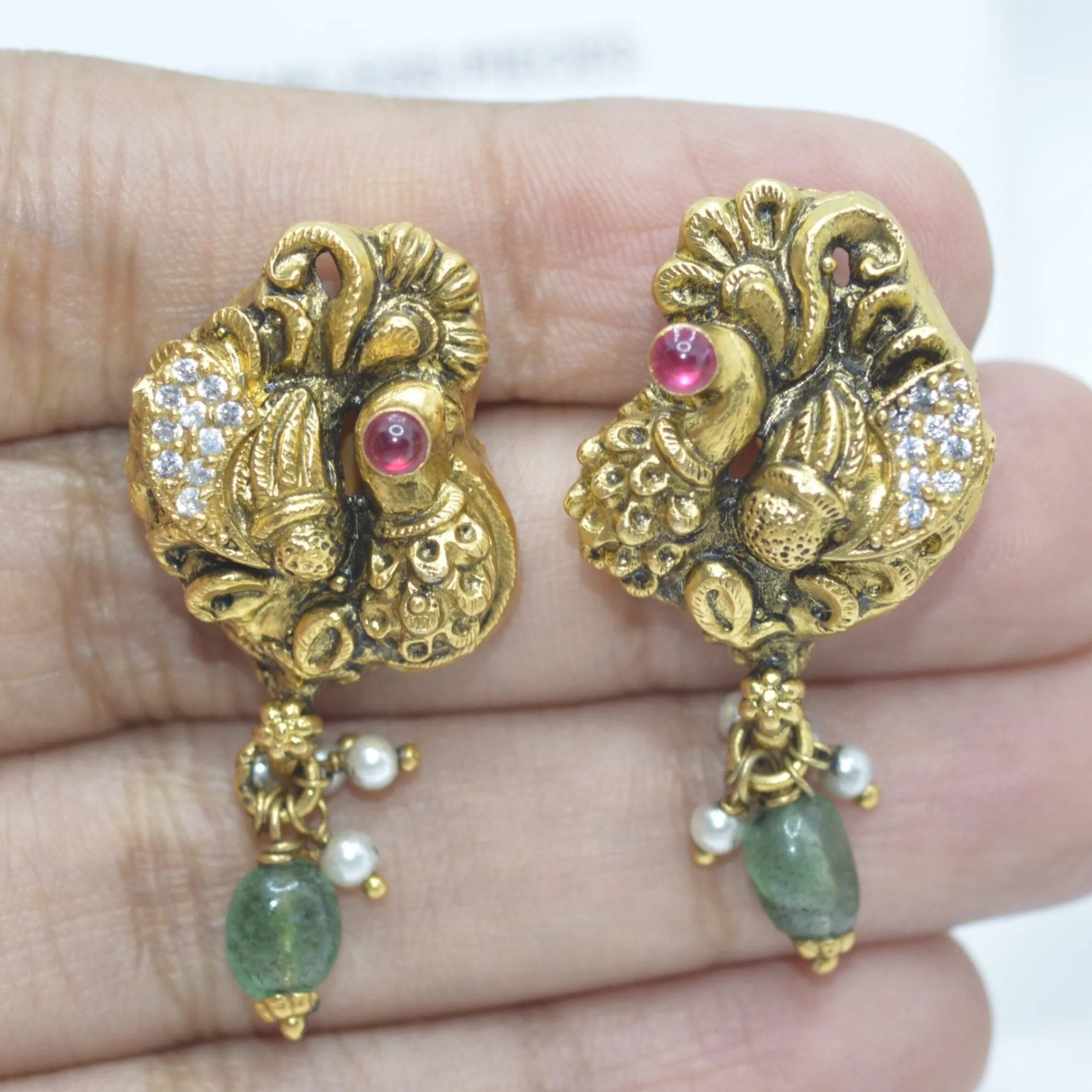 Vibrant Peacock Gem Earrings