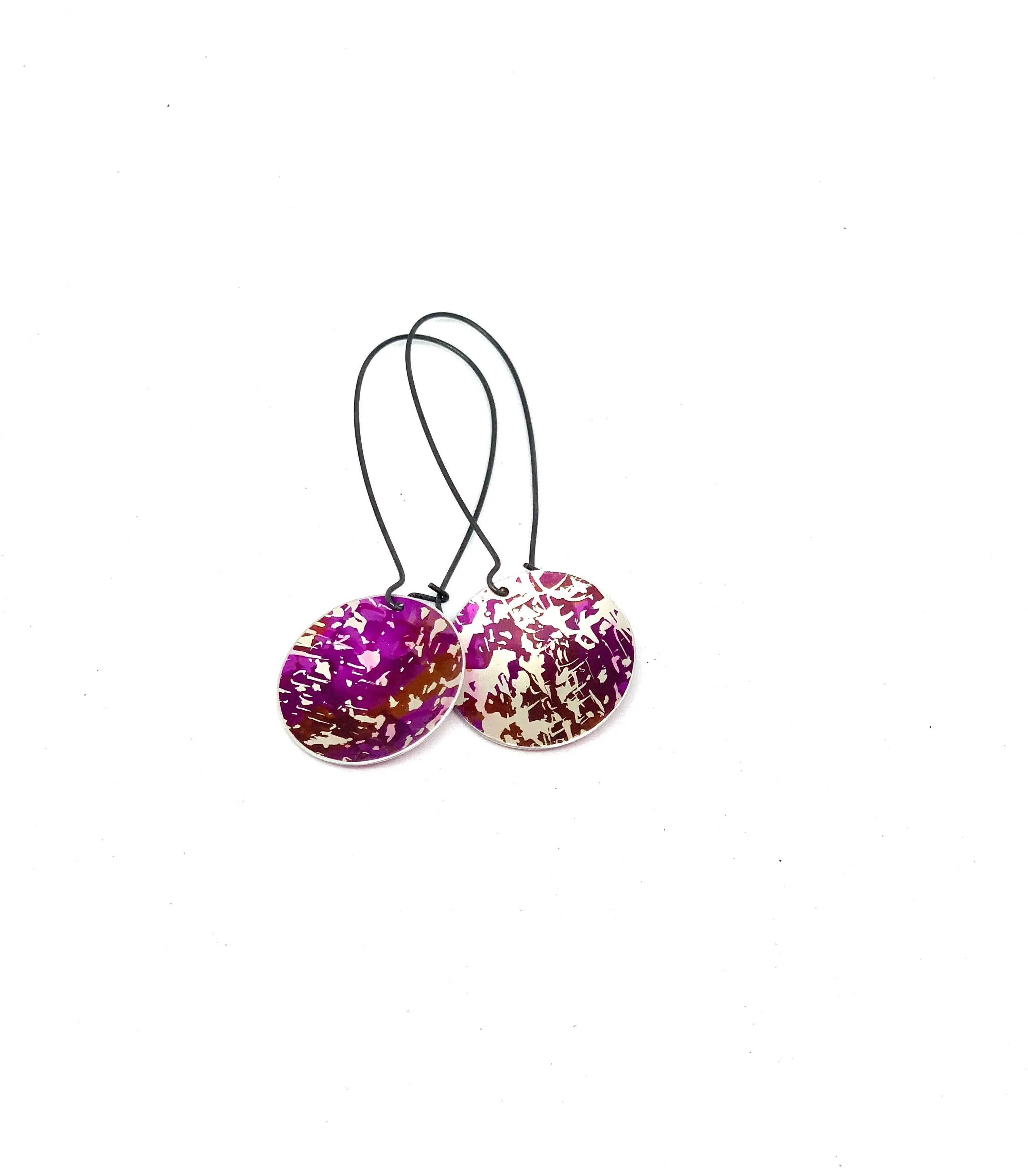 Vibrant Purple oxidised long Earrings