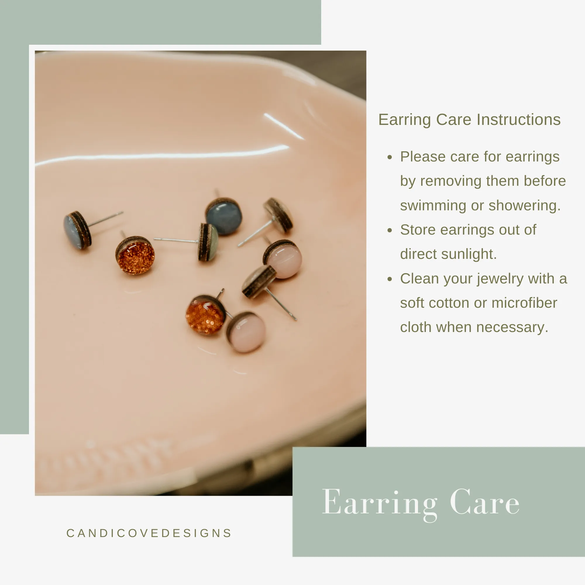 White Stud Earrings by Candi Cove Designs