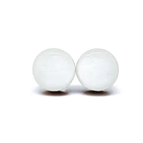 White Stud Earrings by Candi Cove Designs