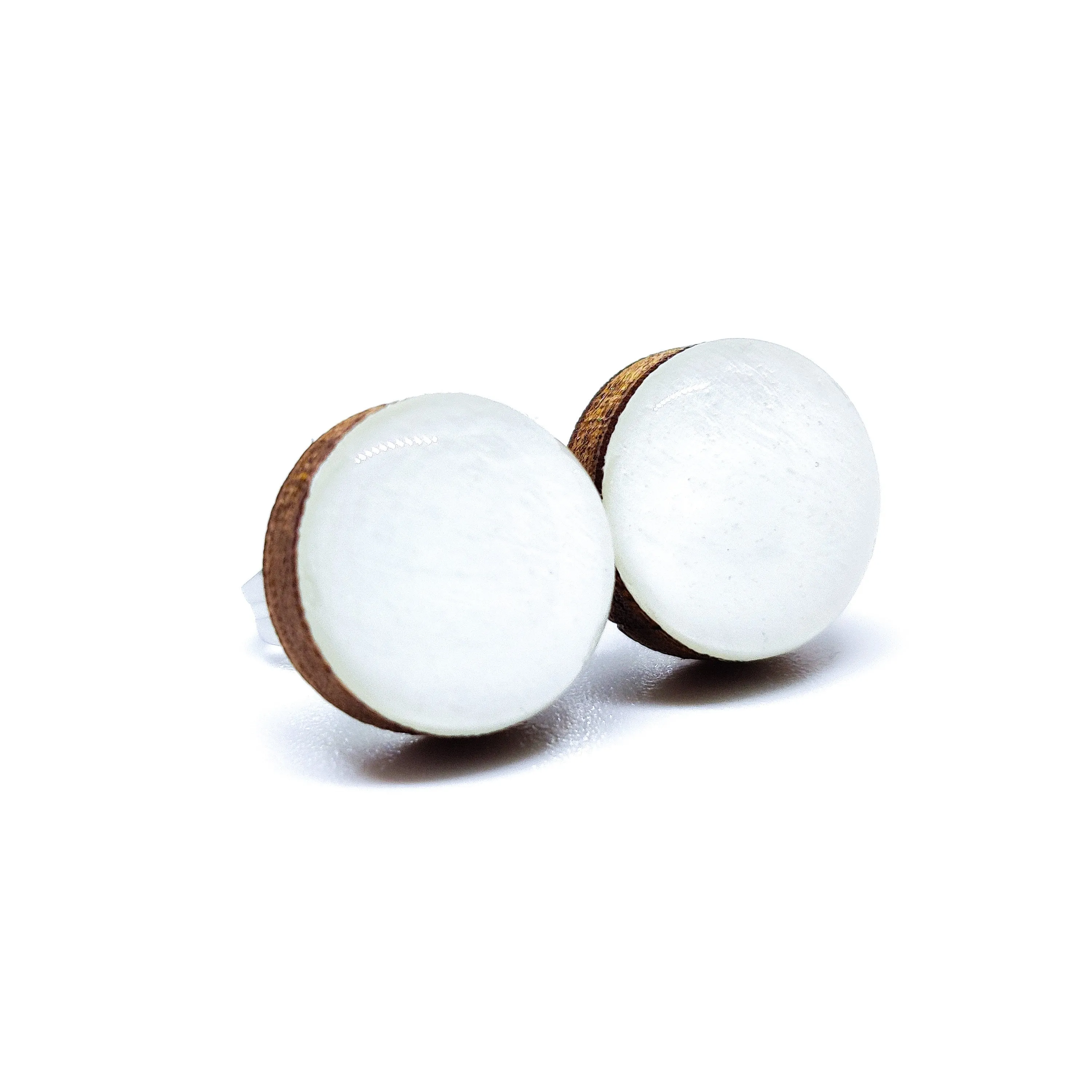 White Stud Earrings by Candi Cove Designs