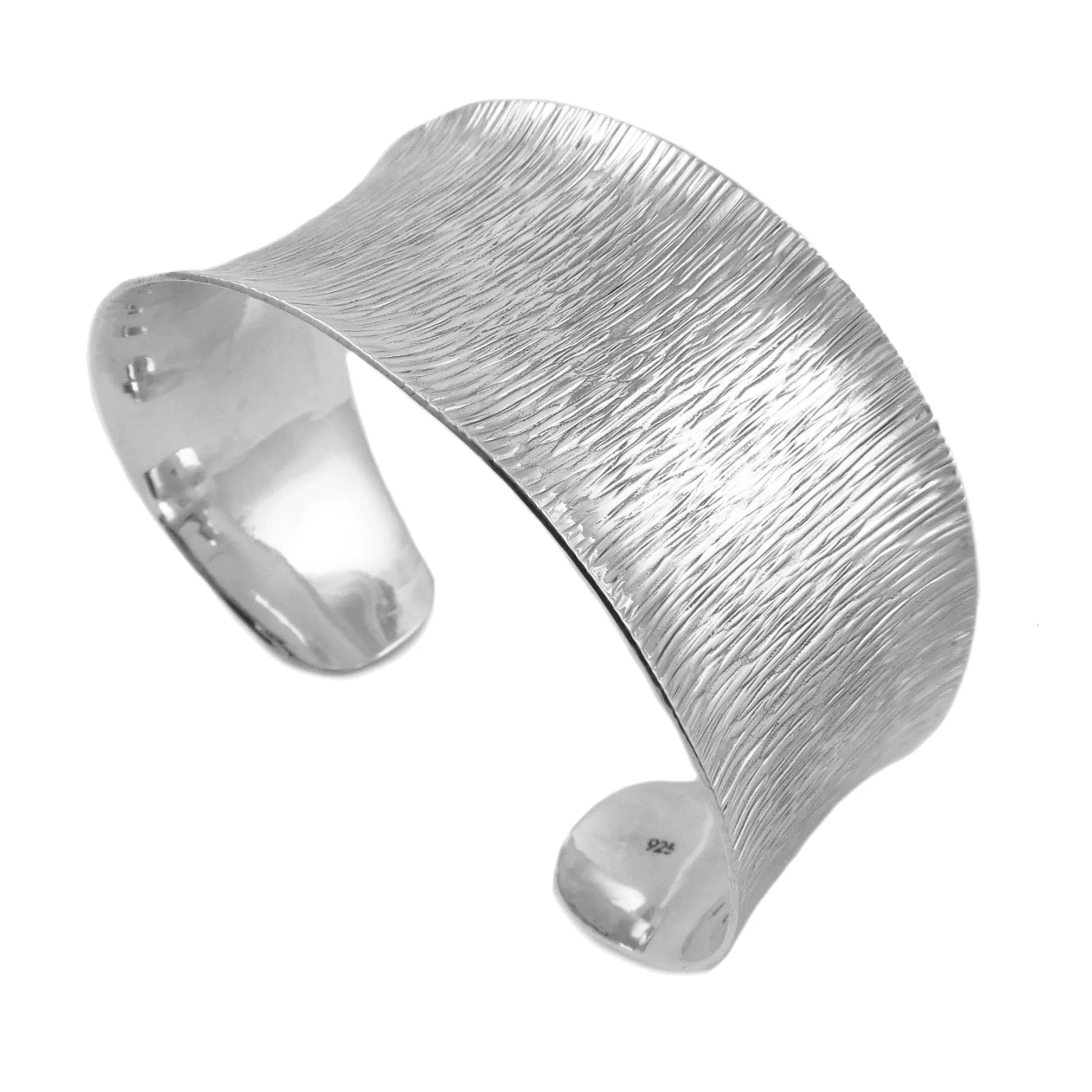 Wide Brushed Hallmarked 925 Sterling Silver Bracelet Cuff