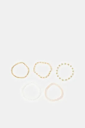 Women Assorted beaded Bracelet Set (5 Piece)