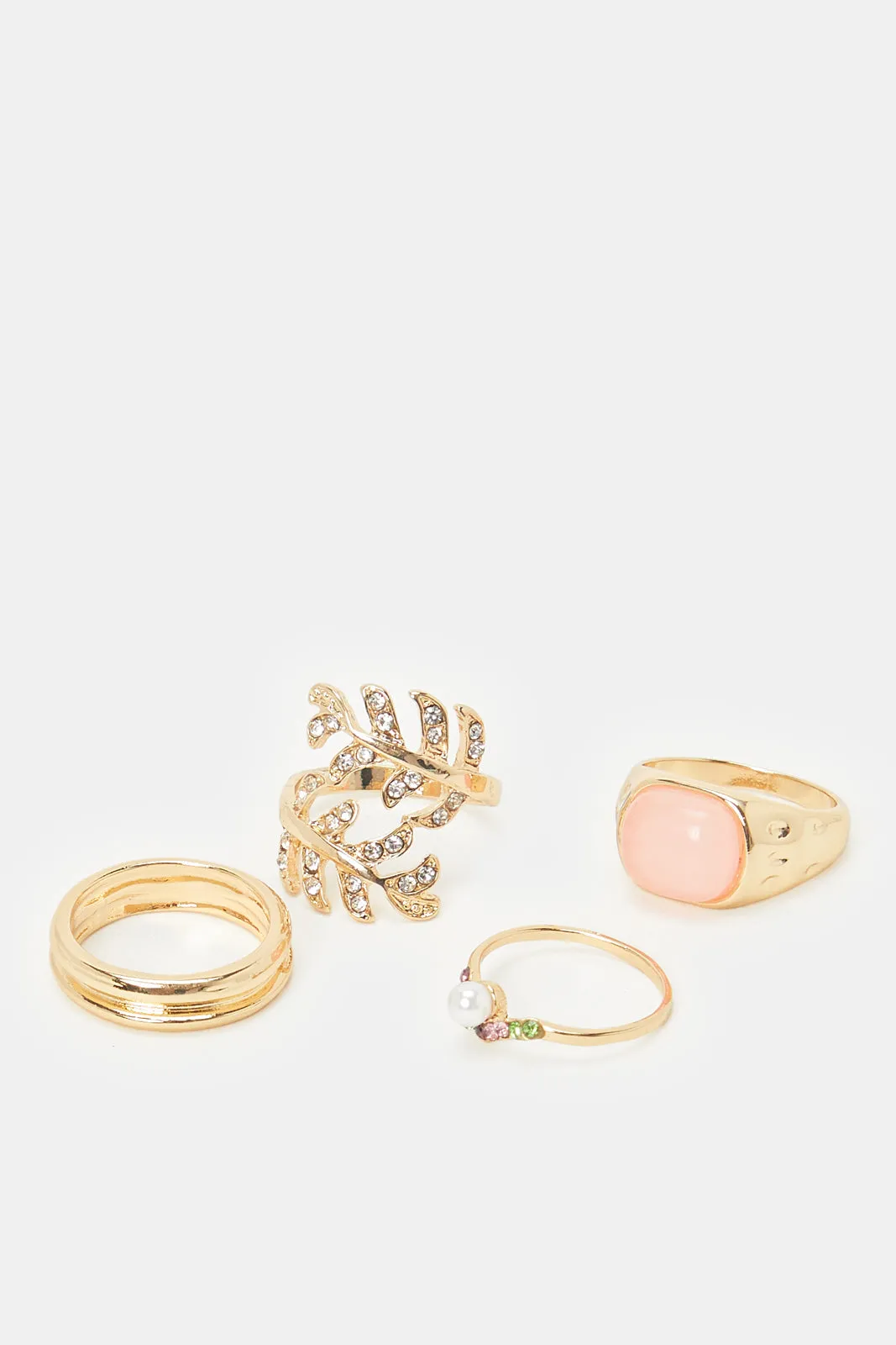 Women Gold Embellished Ring Set (4 Piece)