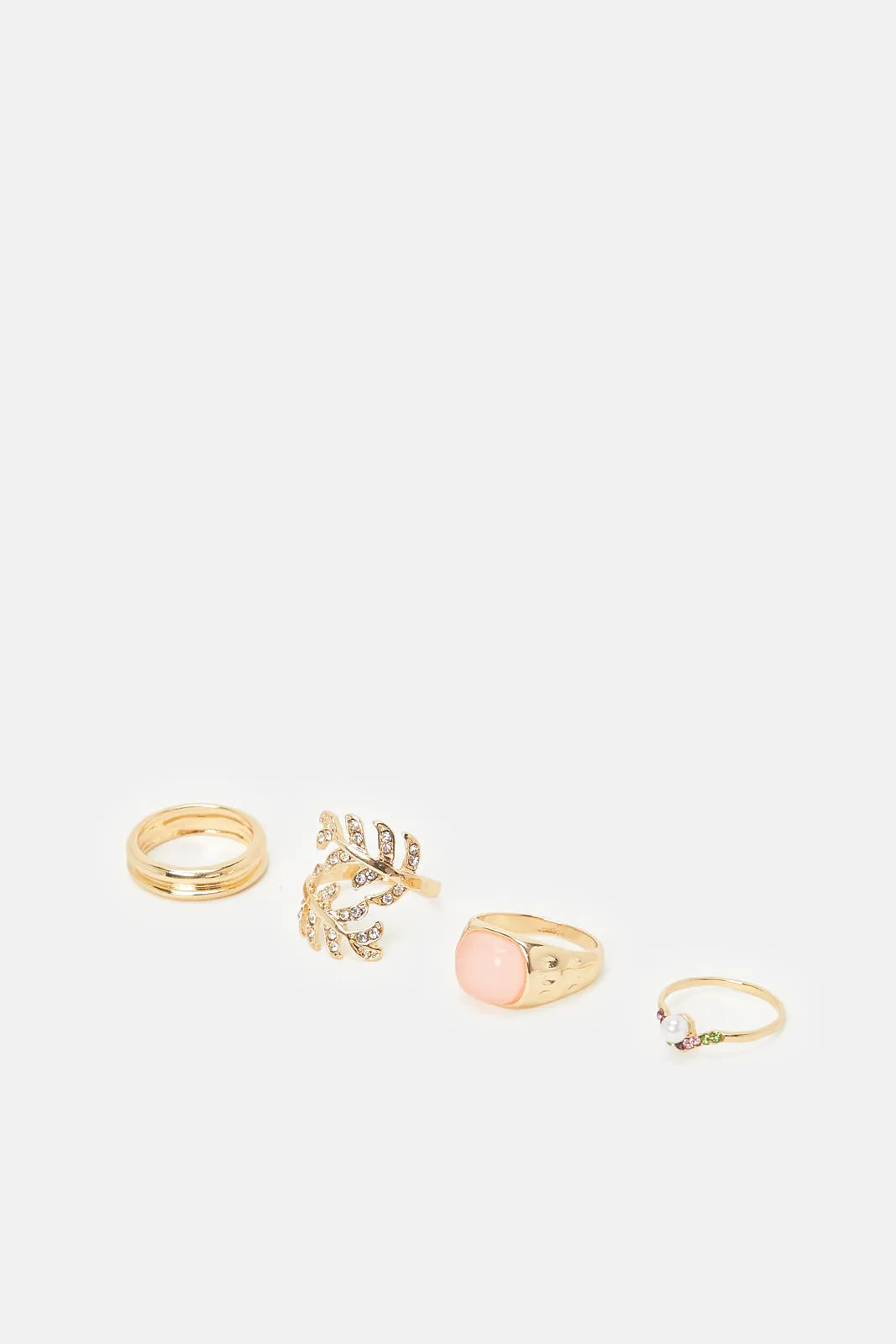 Women Gold Embellished Ring Set (4 Piece)