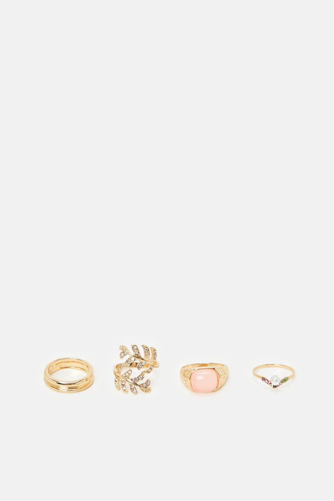 Women Gold Embellished Ring Set (4 Piece)